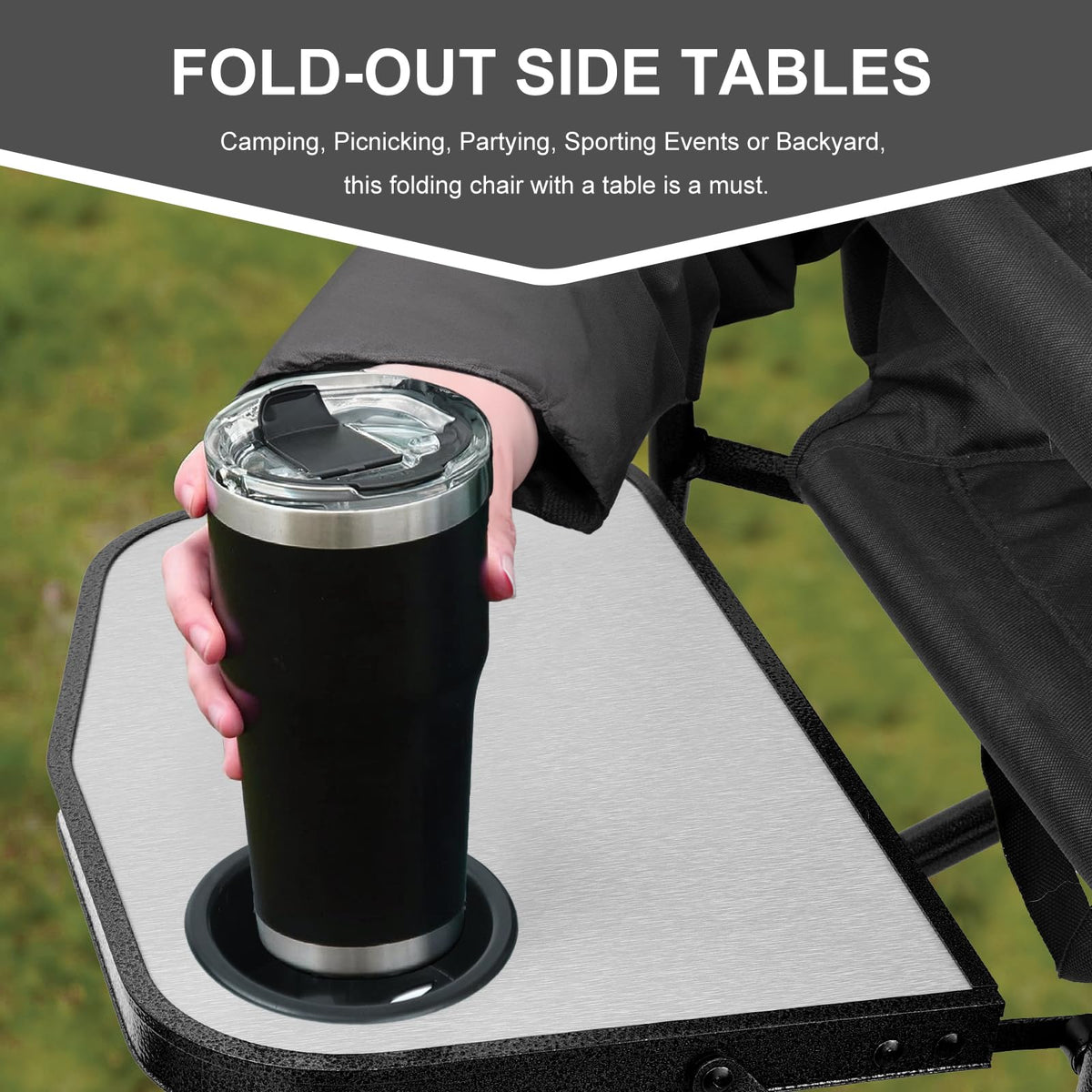 Camping Chairs, Folding Chairs for Outside, Directors Chairs Foldable Adults Heavy Duty, Support to 450LBS R10233