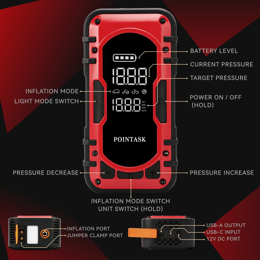 12V Portable Car Jump Starter with Air Compressor Q950