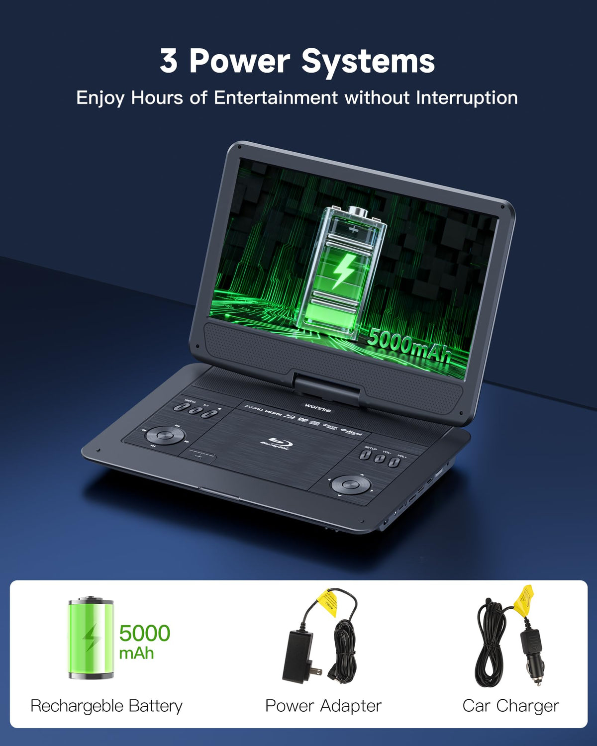 16.9" Portable Blu Ray Player with 14.1" 1080P Swivel Screen I51373