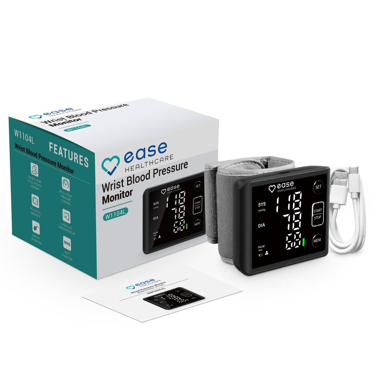 Rechargeable Wrist Blood Pressure Monitor with LED Display B522
