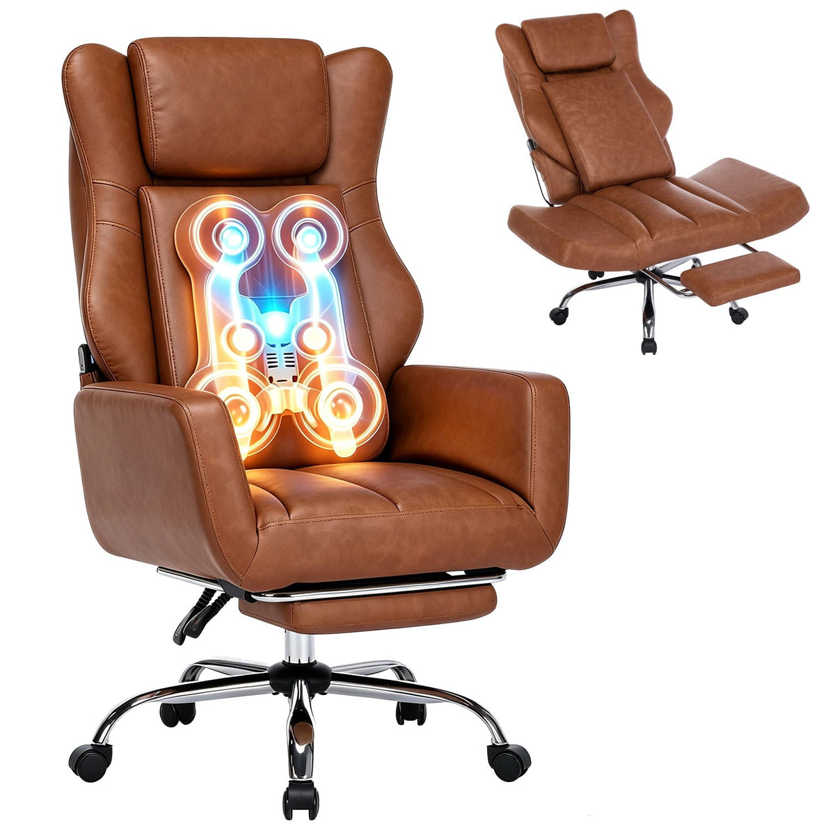 Brown Faux Leather Massage Office Chair L69600