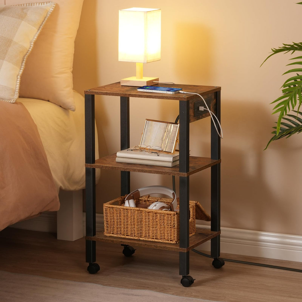 3-Tier Printer Stand with Charging Station and Storage Shelves I7866