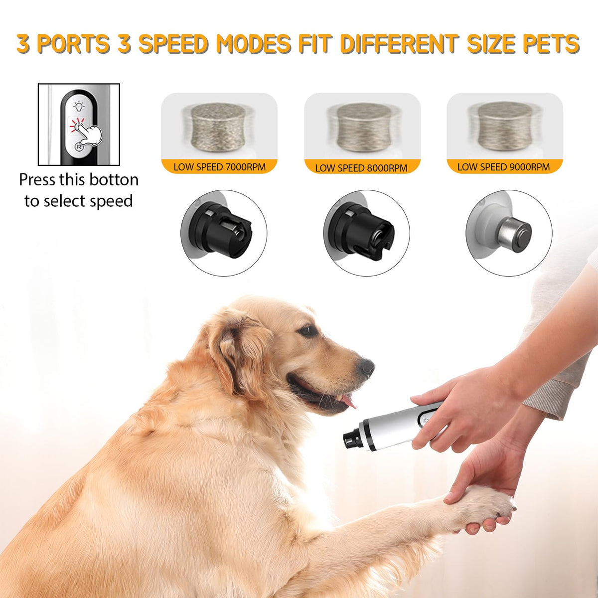 Silent Rechargeable Electric Pet Nail Grinder E2275