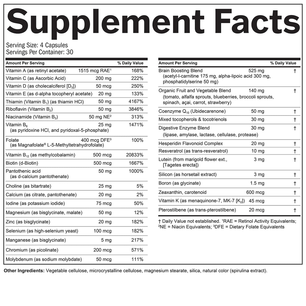 120 Capsules Multivitamin & Mineral Supplement O274