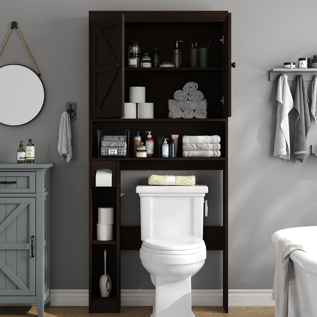 Over The Toilet Storage Cabinet with Barn Doors I859