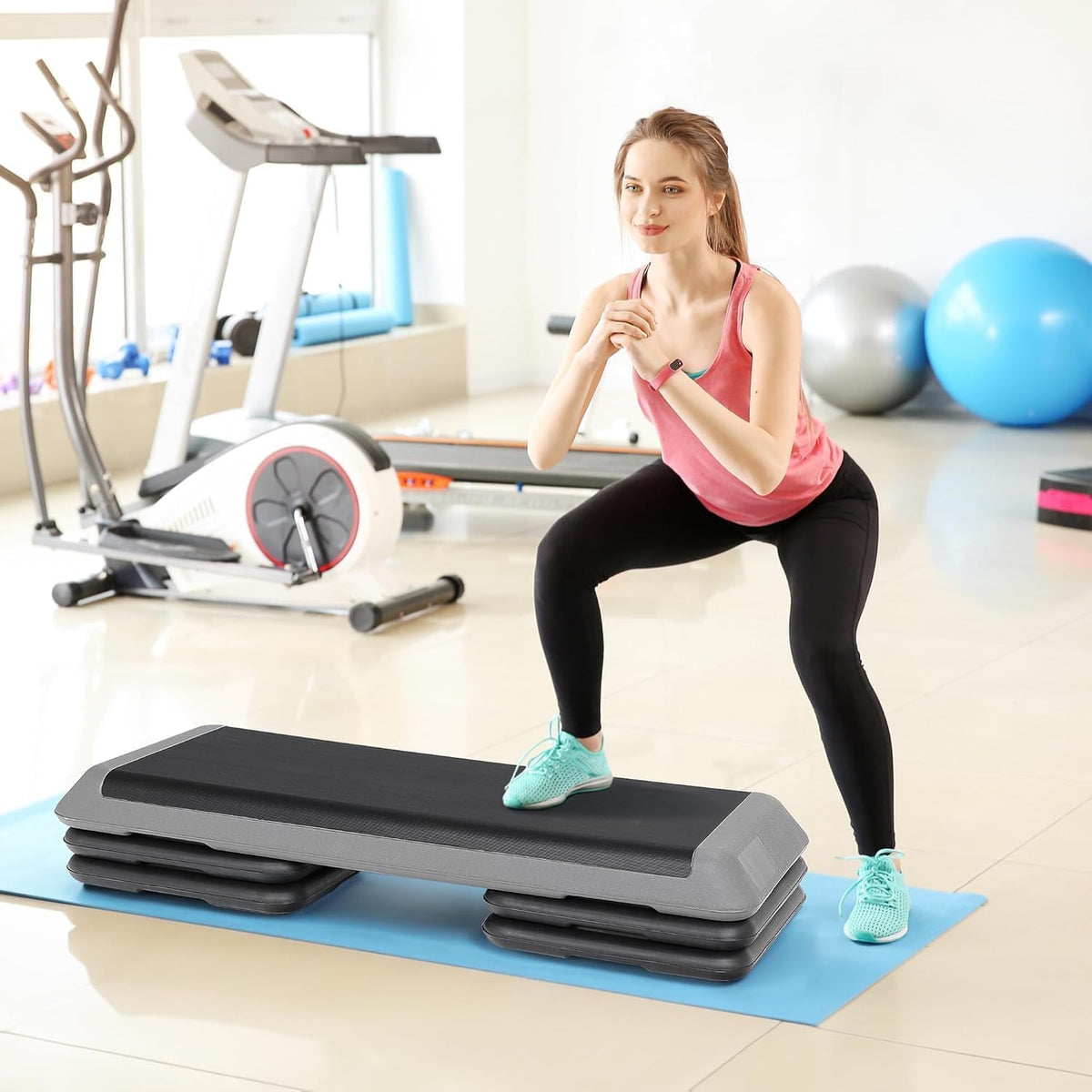 43'' Adjustable Aerobic Step Platform with 4 Stackable Risers G40571