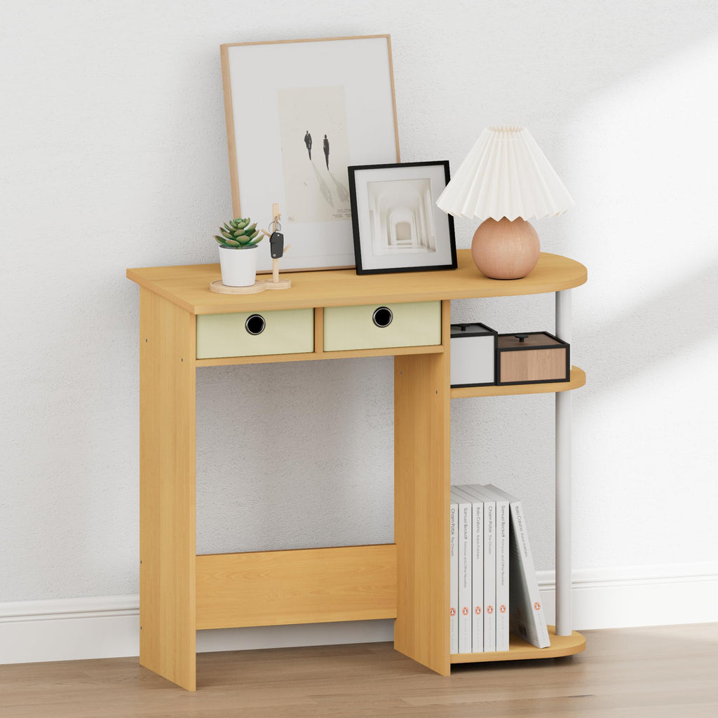 32-Inch Oak Entryway Table with 2 Fabric Drawers I499823