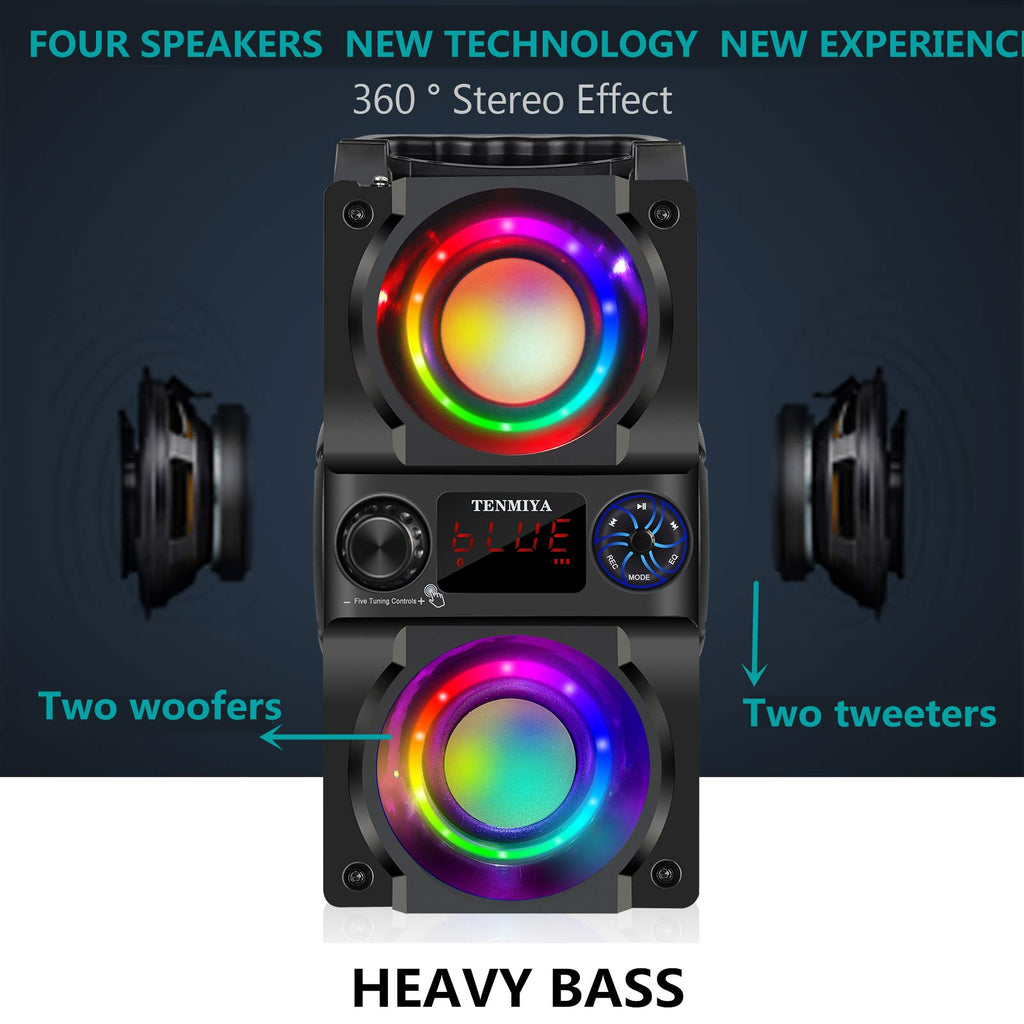 40W Portable Bluetooth Speaker with Lights and FM Radio A1450