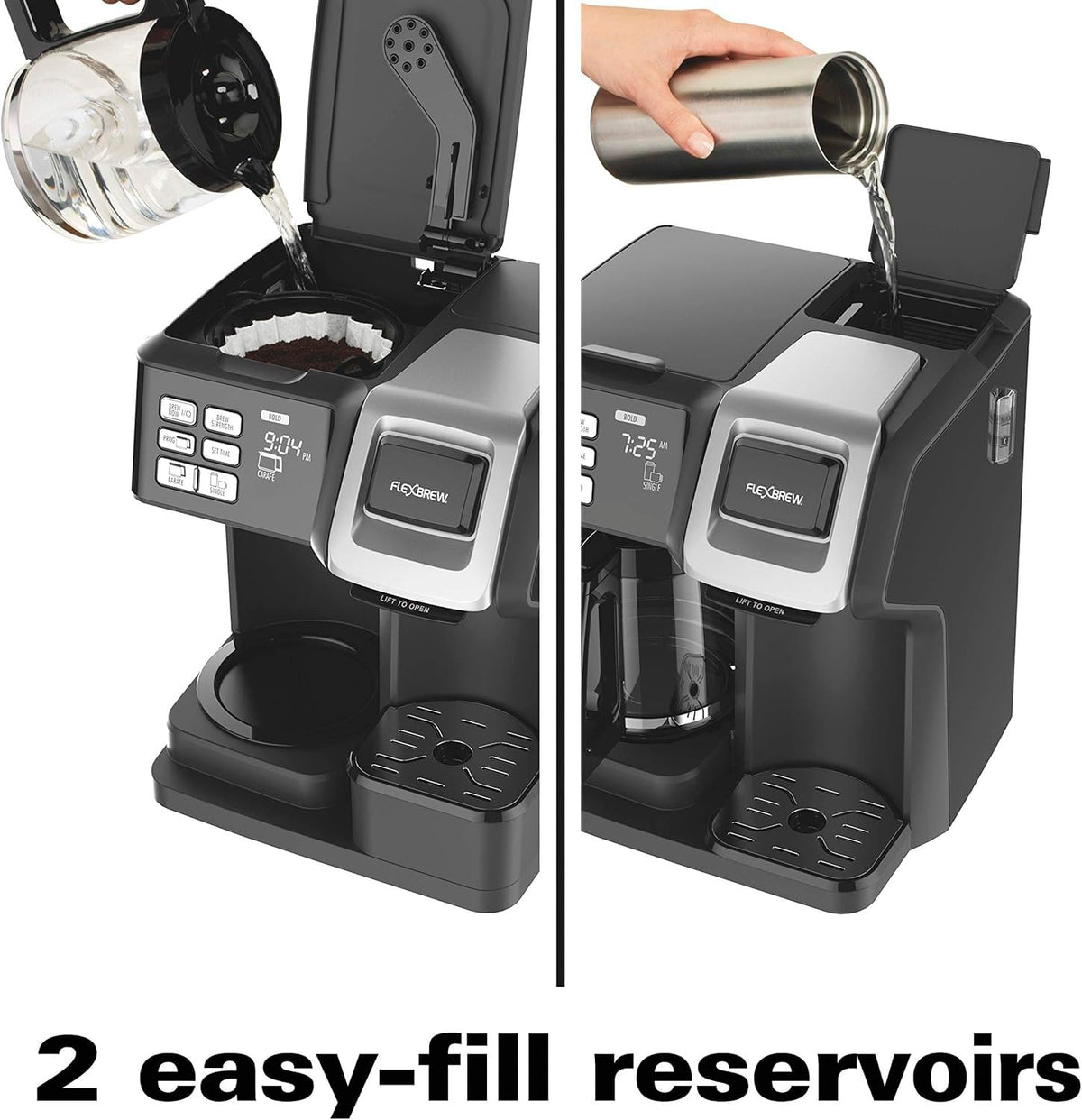 12 Cup Programmable Coffee Maker & Single Serve Drip Coffee Machine, 2-in-1 Automatic Coffee Brewer with Glass Carafe, Reusable Filter, Digital Timer and Warming Plate - Black/Silver B538