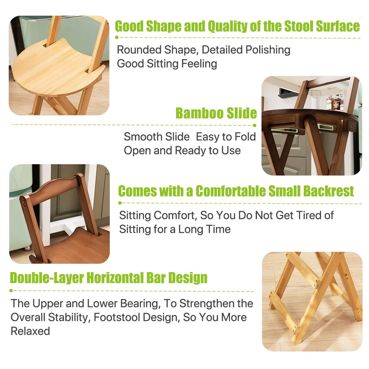 Folding Bar Stool Bamboo Kitchen Stools Y4832