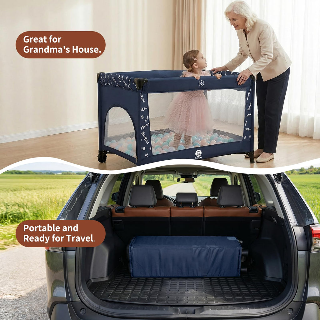 Portable Baby Bassinet with Wheels, Blue I6256