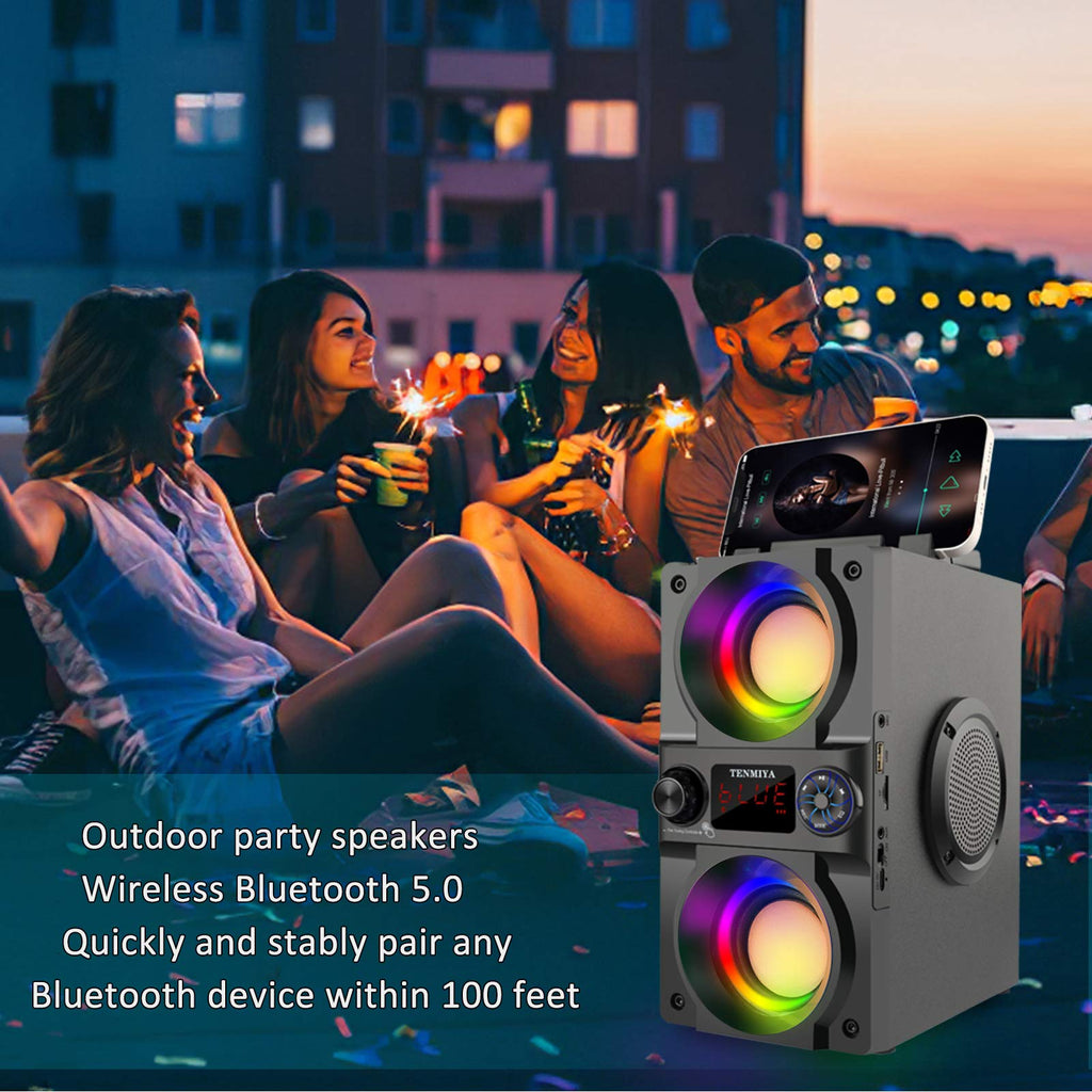 40W Portable Bluetooth Speaker with Lights and FM Radio A1450