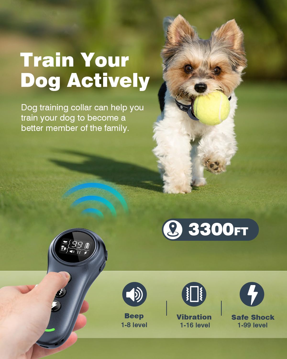 2-in-1 Dog Shock Collar & Dog Bark Collar IP67 Waterproof O346
