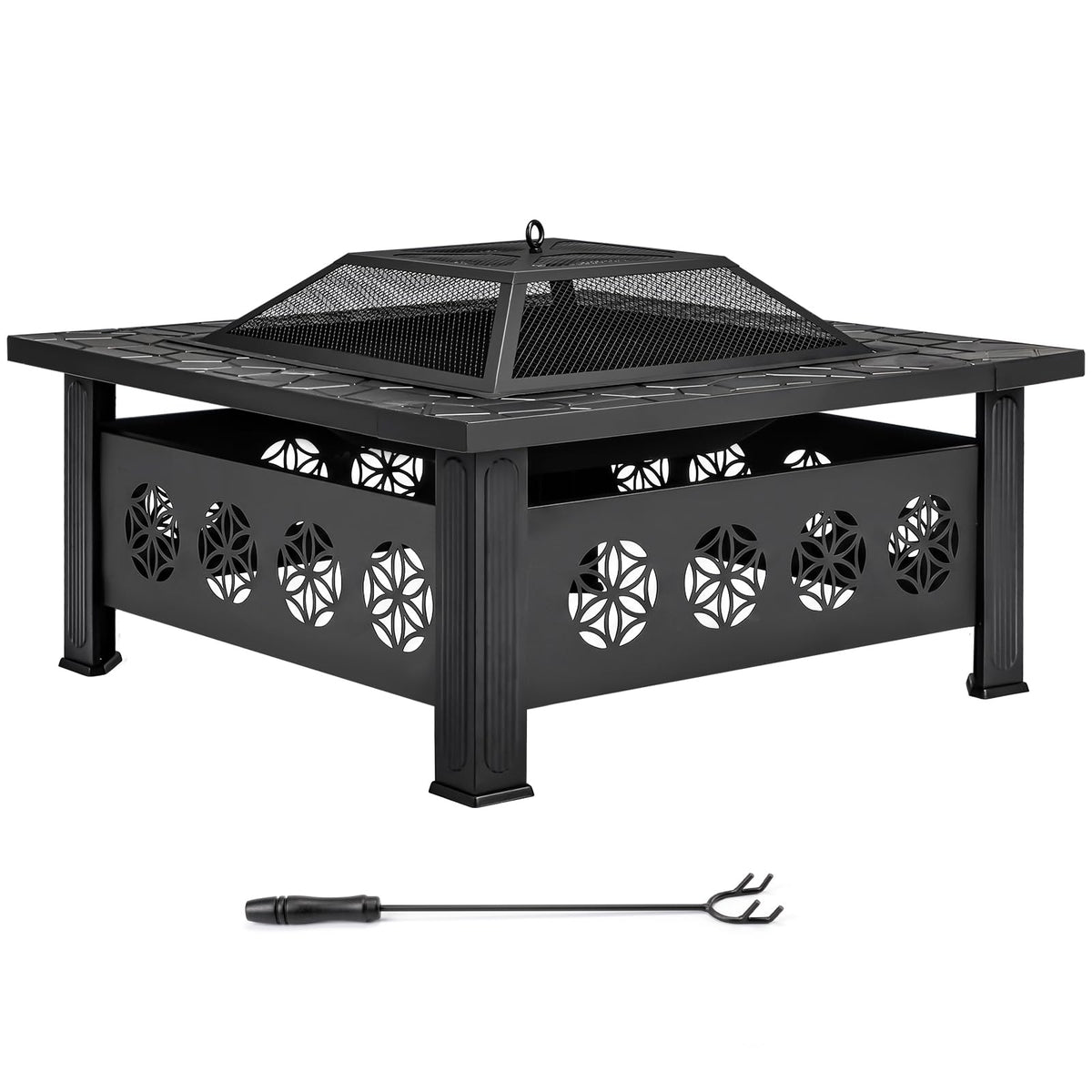 32 Inch Square Wood Burning Fire Pit Table X4524