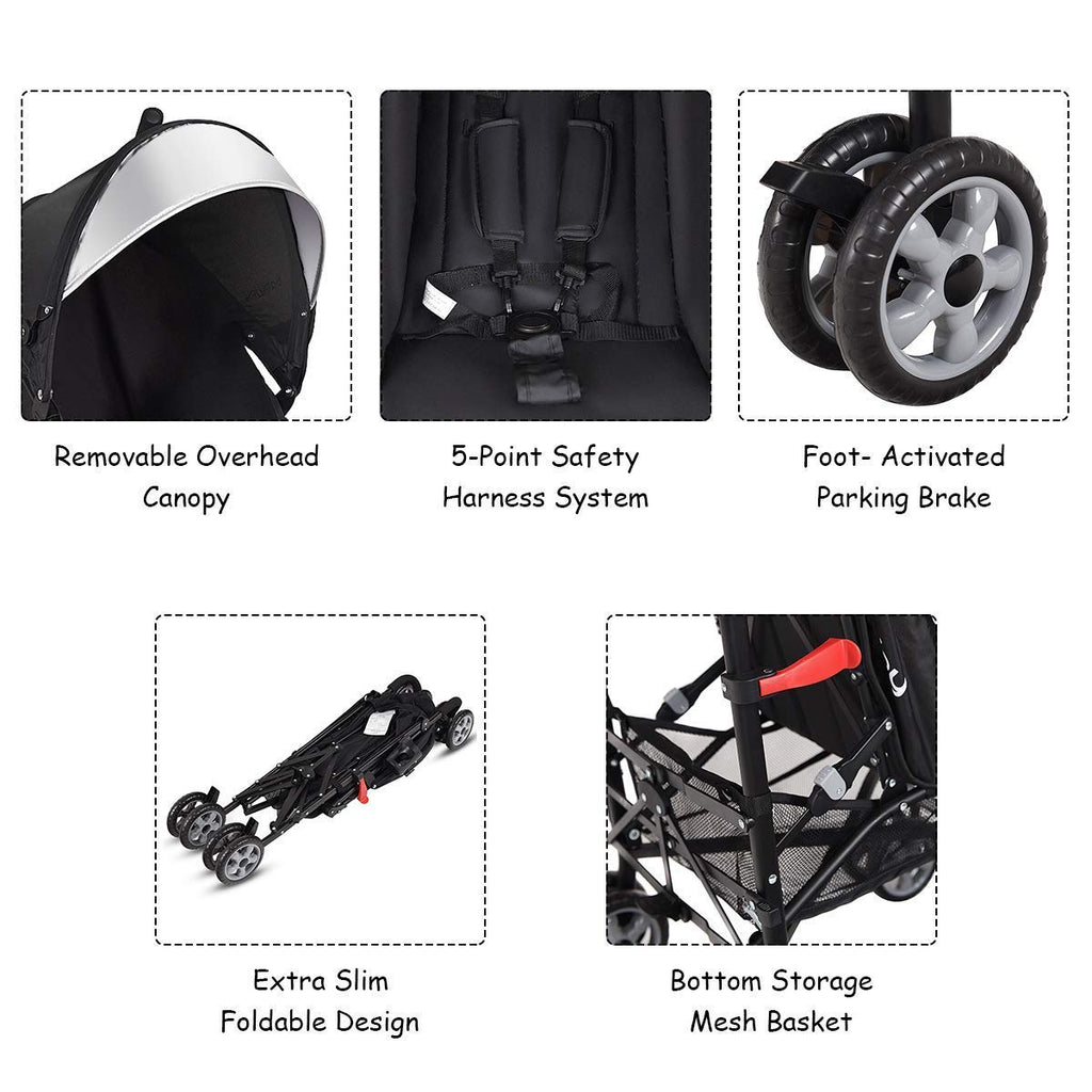 Lightweight Compact Foldable Stroller with Canopy and Cup Holder G60968