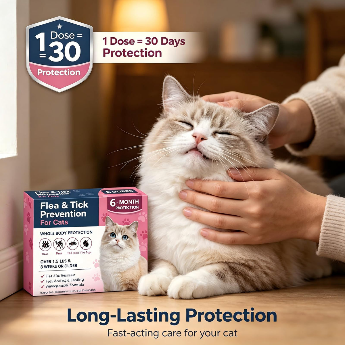 Topical Flea & Tick Cat Dewormer 6 Doses L502600