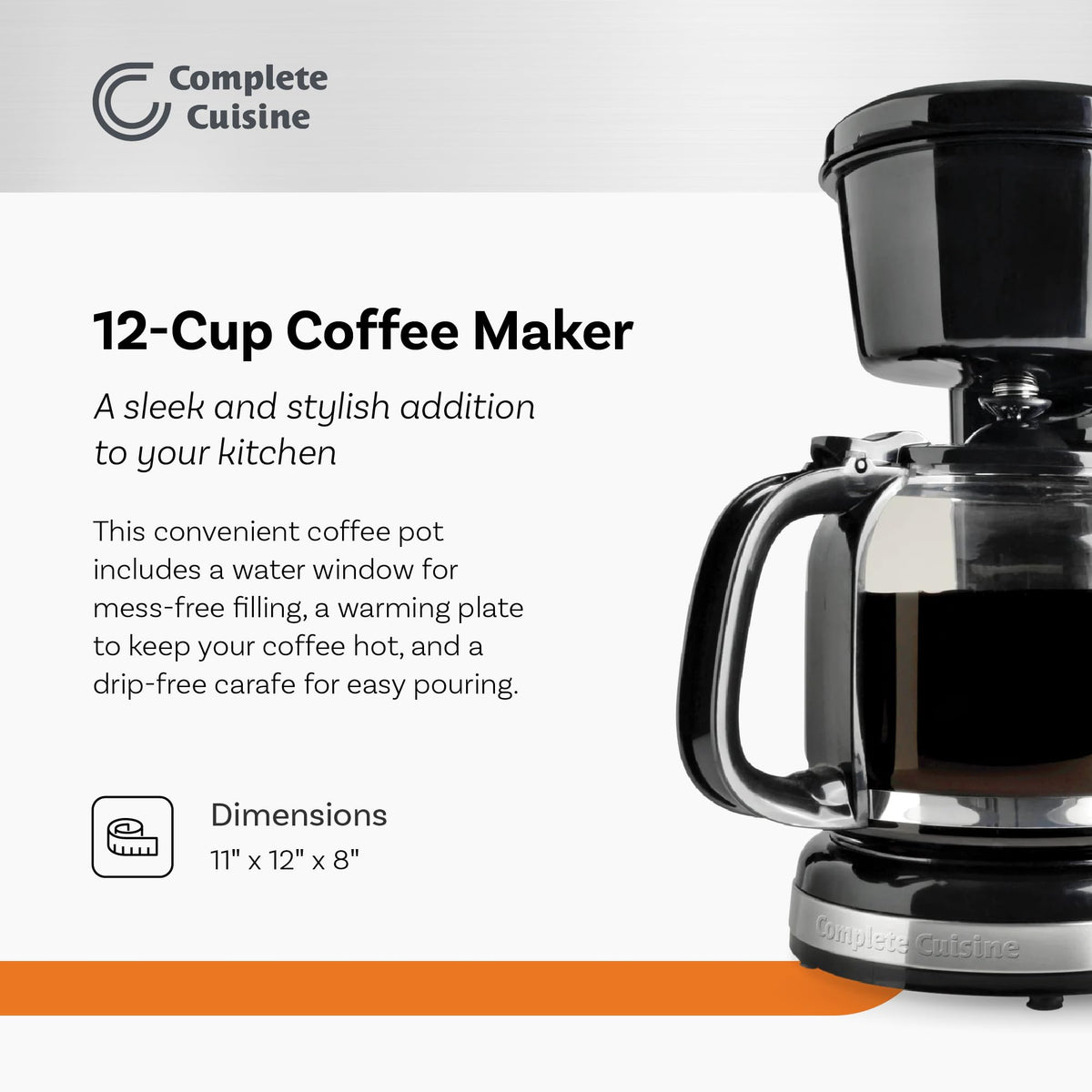 12-Cup Stainless-Steel Coffee Maker with Glass Carafe R526