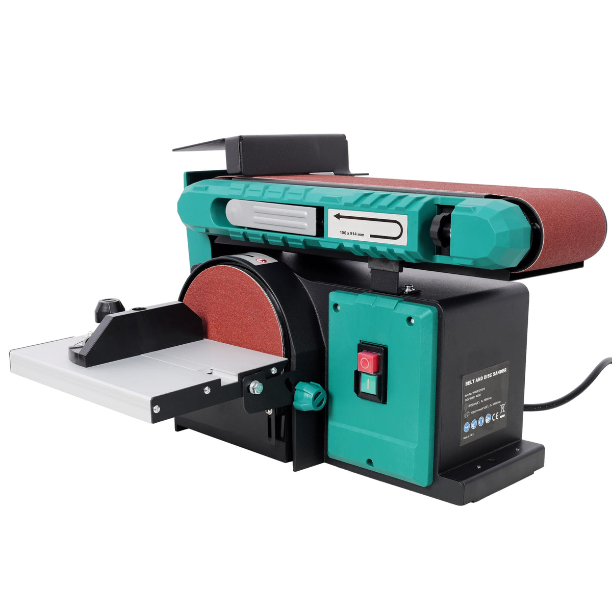 Benchtop Belt and Disc Sander 4x36 Inch Belt 6 Inch Disc Adjustable 0-90 Degree Tilt Green I256