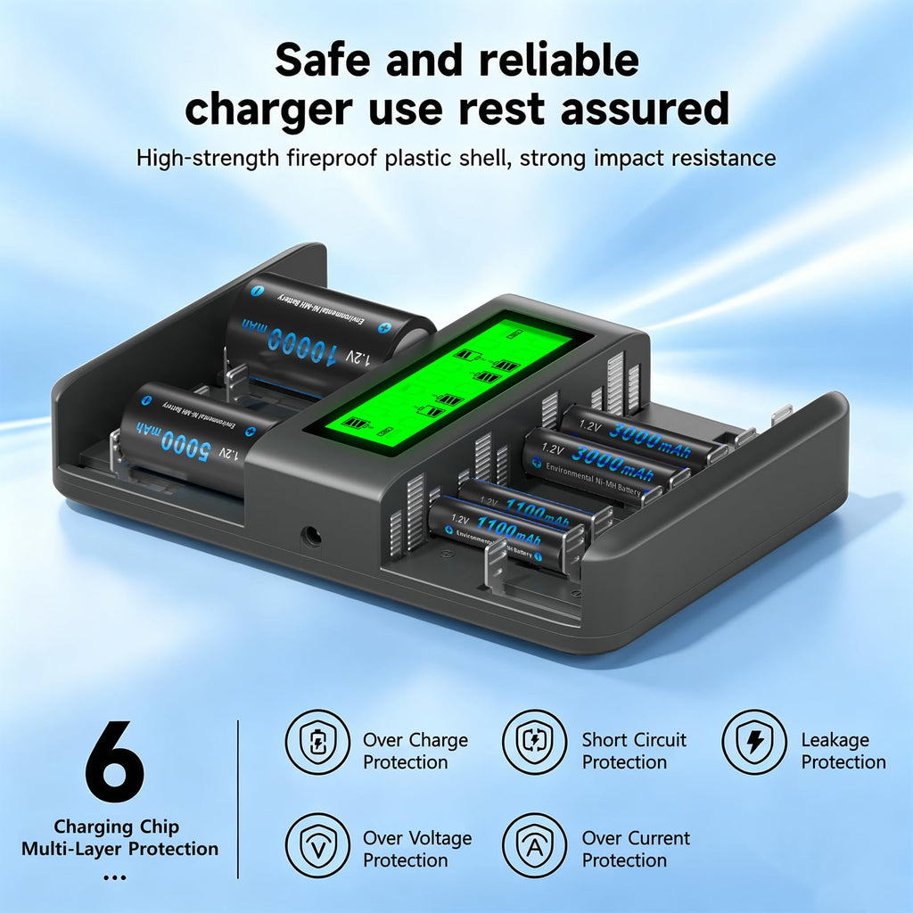 16 Bay AA AAA C D NiMH Battery Charger with LCD Display C1334
