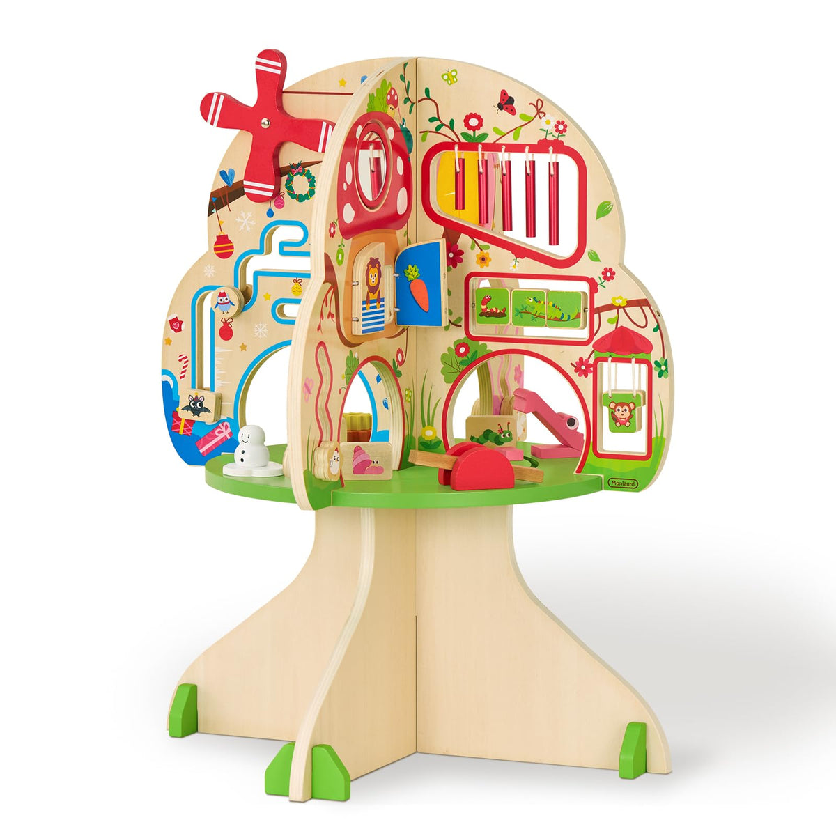 Montessori Wooden Tree Activity Center, Sensory Table & Busy Board R2521