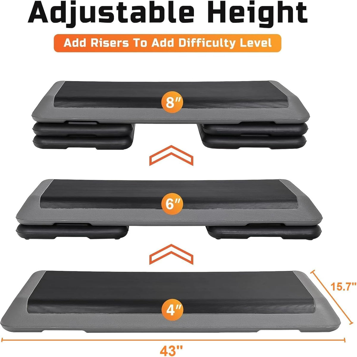43'' Adjustable Aerobic Step Platform with 4 Stackable Risers G40571