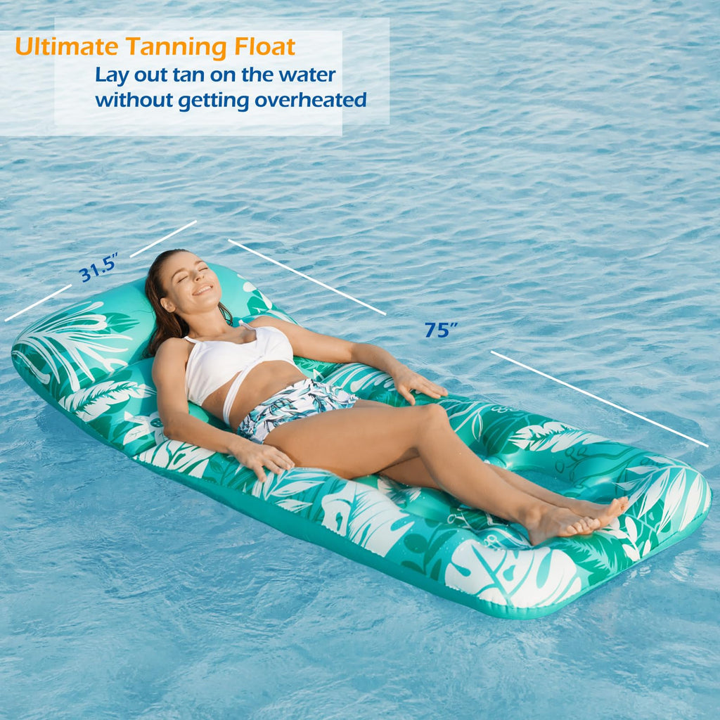 Inflatable Pool Float Lounger with Adjustable Backrest Cup Holders F962208