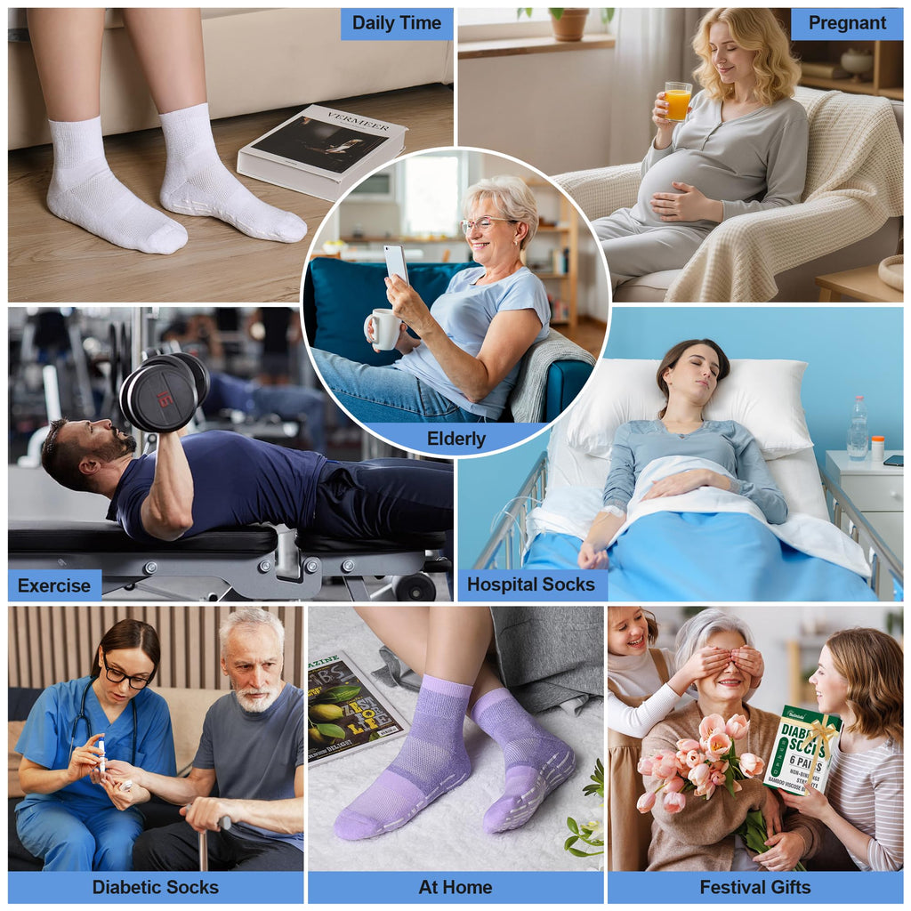 Non Slip Diabetic Ankle Socks 6 Pairs H802058