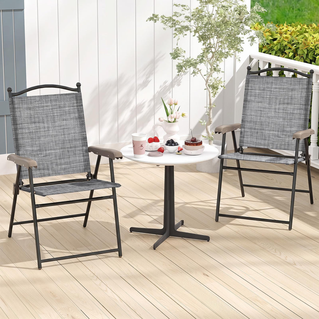 Set of 2 Grey Patio Folding Chairs V67145