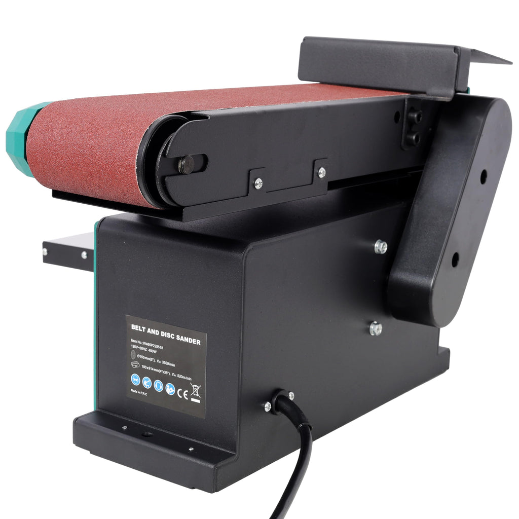 Benchtop Belt and Disc Sander 4x36 Inch Belt 6 Inch Disc Adjustable 0-90 Degree Tilt Green I256