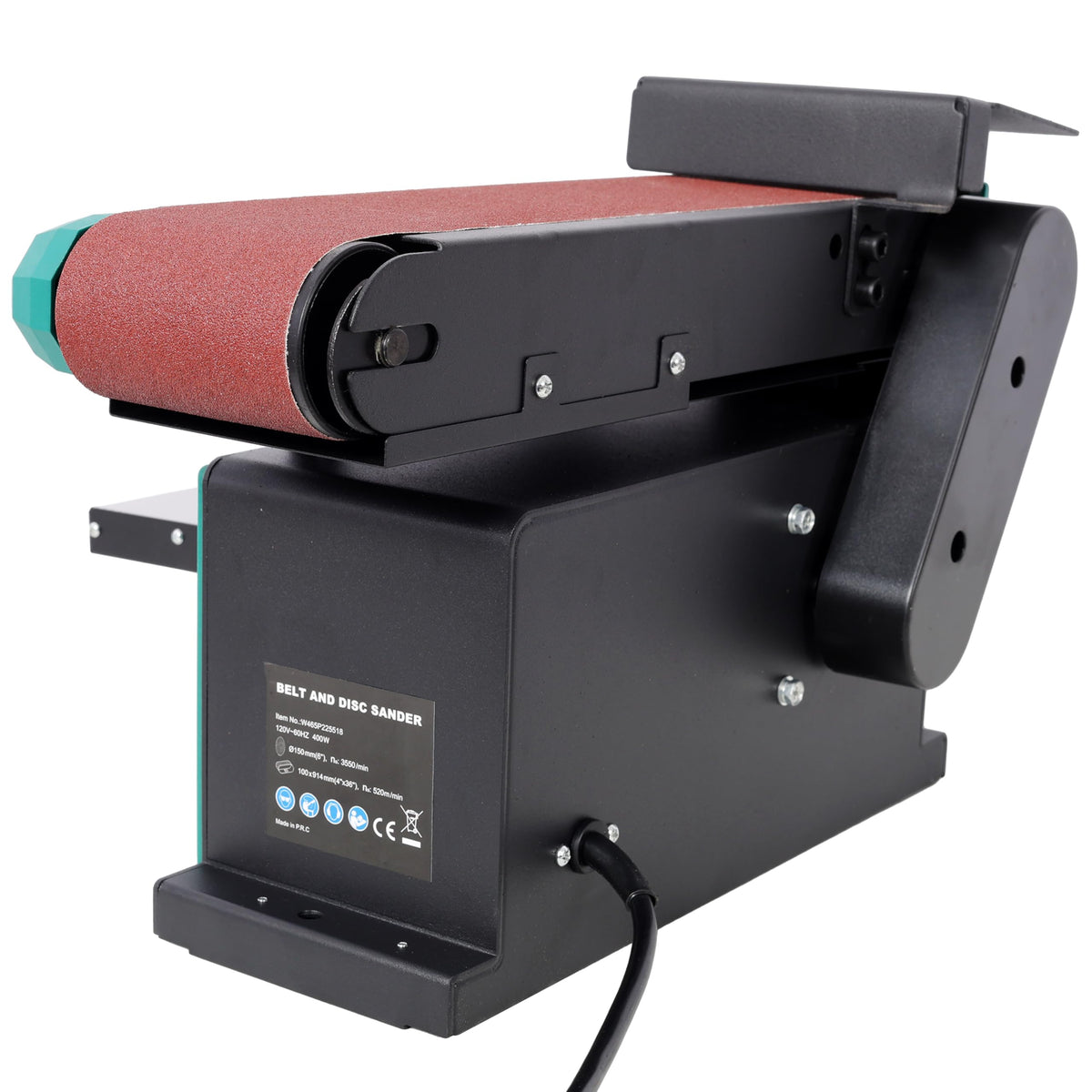 Benchtop Belt and Disc Sander 4x36 Inch Belt 6 Inch Disc Adjustable 0-90 Degree Tilt Green I256