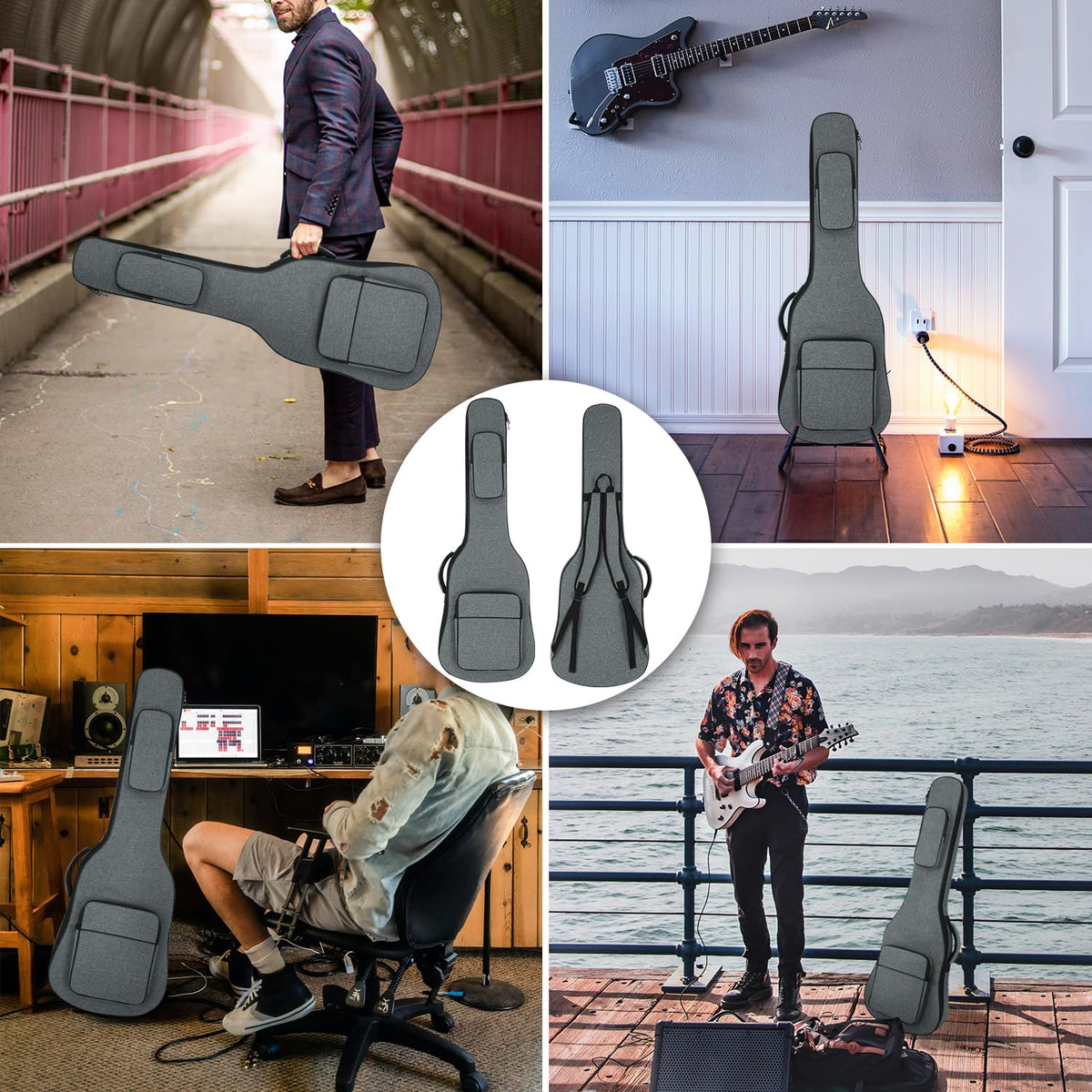 Padded Electric Guitar Gig Bag with Neck Strap I230282