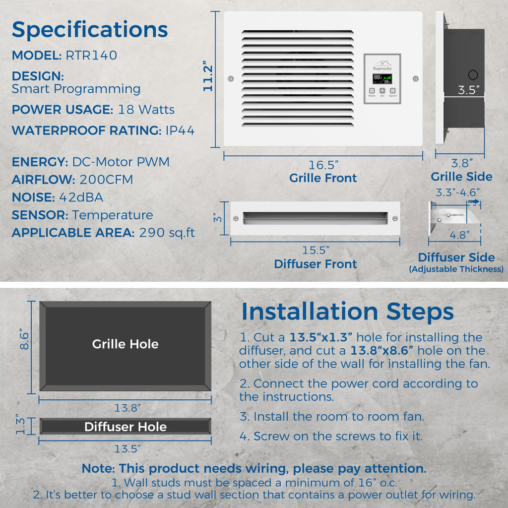 Hardwired 3-Speeds 200 CFM Air Transfer Fan A150889