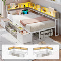 Twin Corner Bed Frame with Storage Bookcase and 6 Drawers H40033