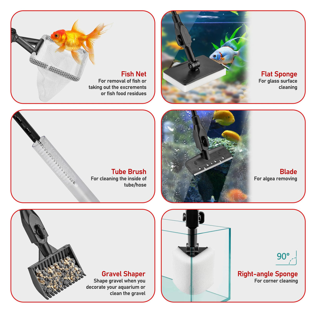 6 in 1 Aquarium Cleaning Tool Algae Scraper M7408