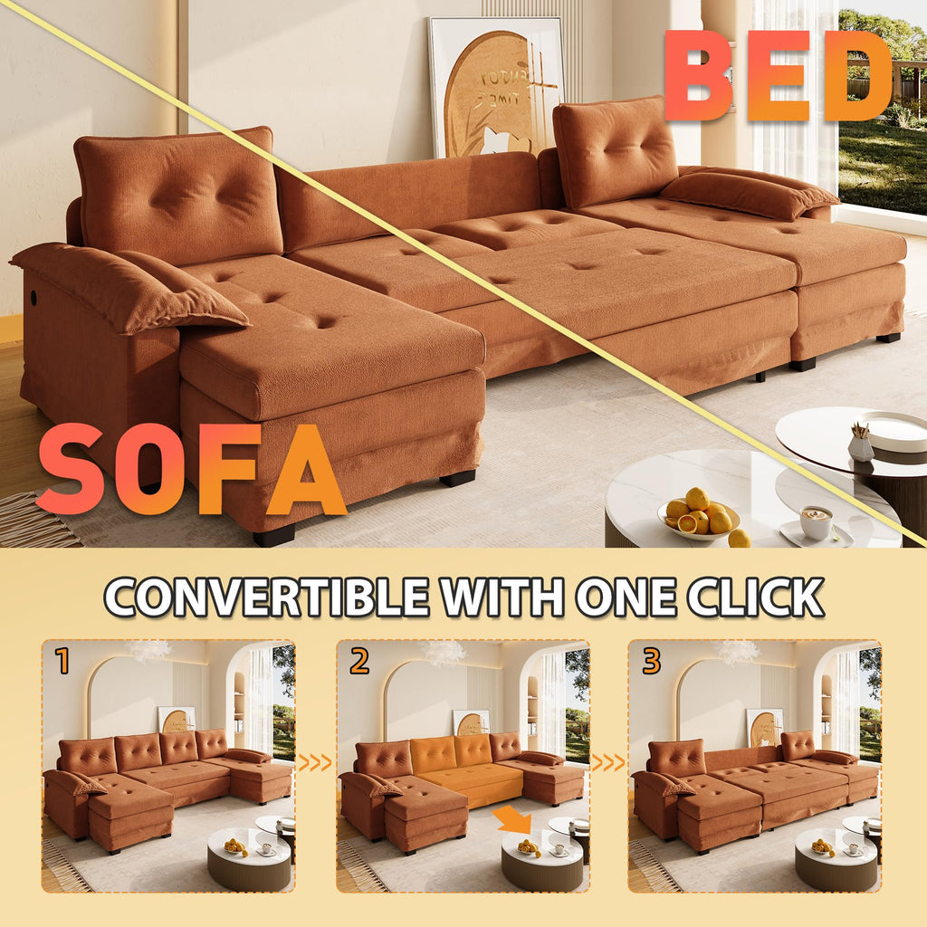 110" 3-in-1 Convertible Sleeper Sofa Bed T37179