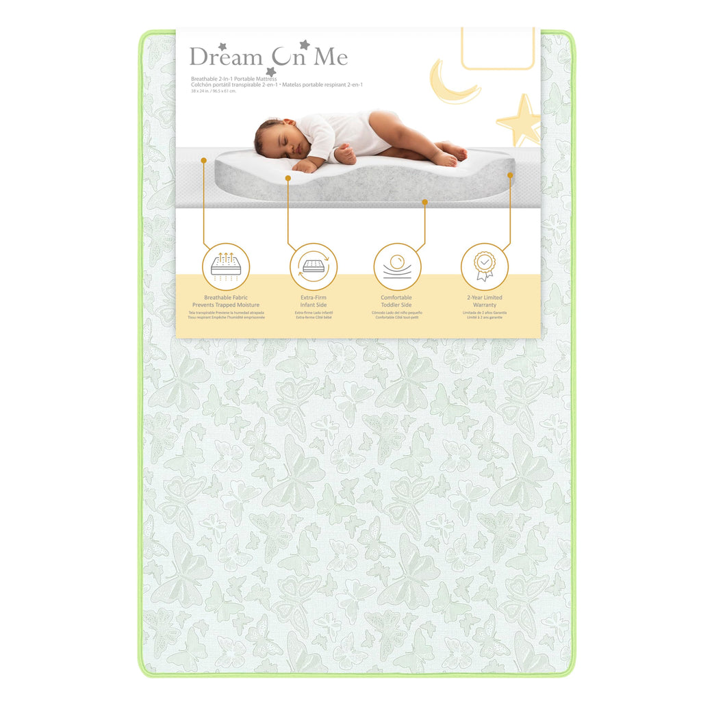 2-in-1 Breathable Dual-Sided Portable Mini Crib Mattress H12179