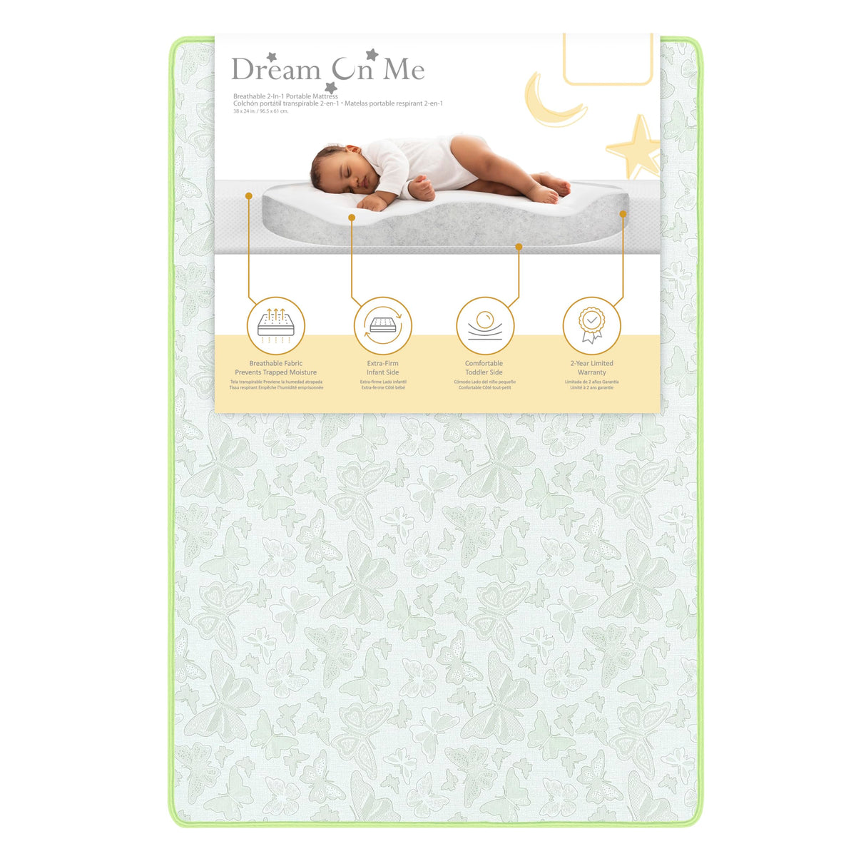 2-in-1 Breathable Dual-Sided Portable Mini Crib Mattress H12179
