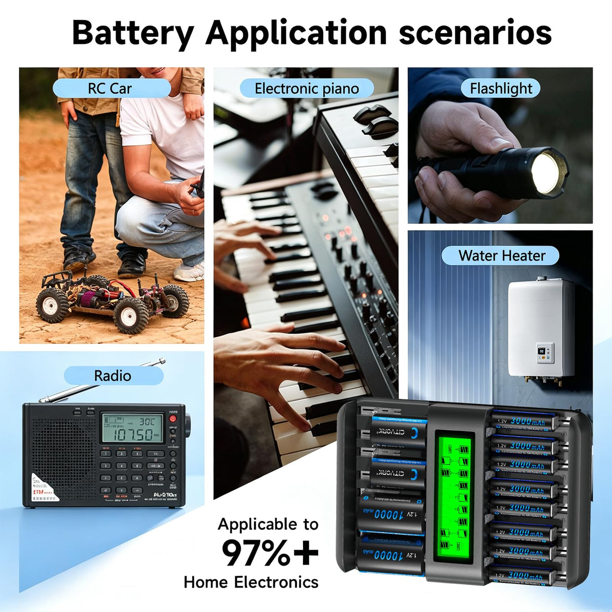 16 Bay AA AAA C D NiMH Battery Charger with LCD Display C1334