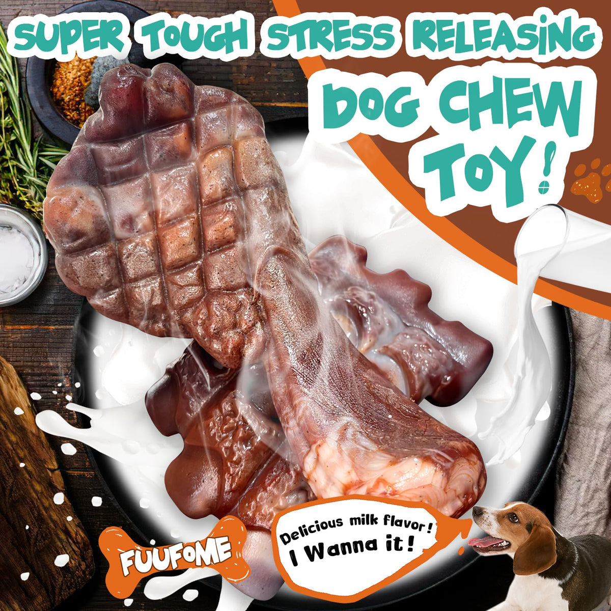Tough Dog Chew Toys, 2 Pack Hard Nylon Bone N202258