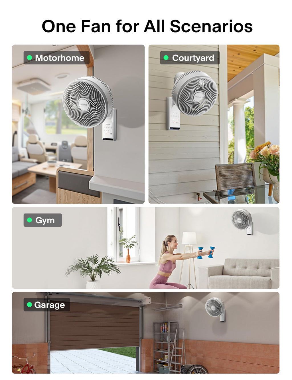 12 inch Indoor Oscillating Wall Mount Fan with Remote, White K88353