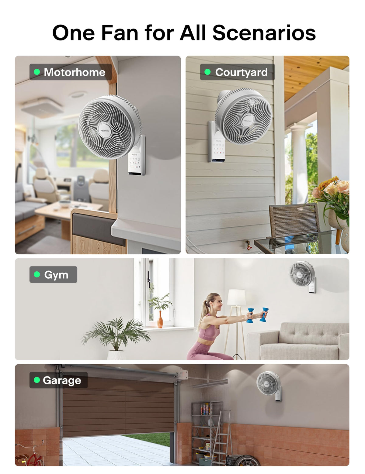 12 inch Indoor Oscillating Wall Mount Fan with Remote, White K88353