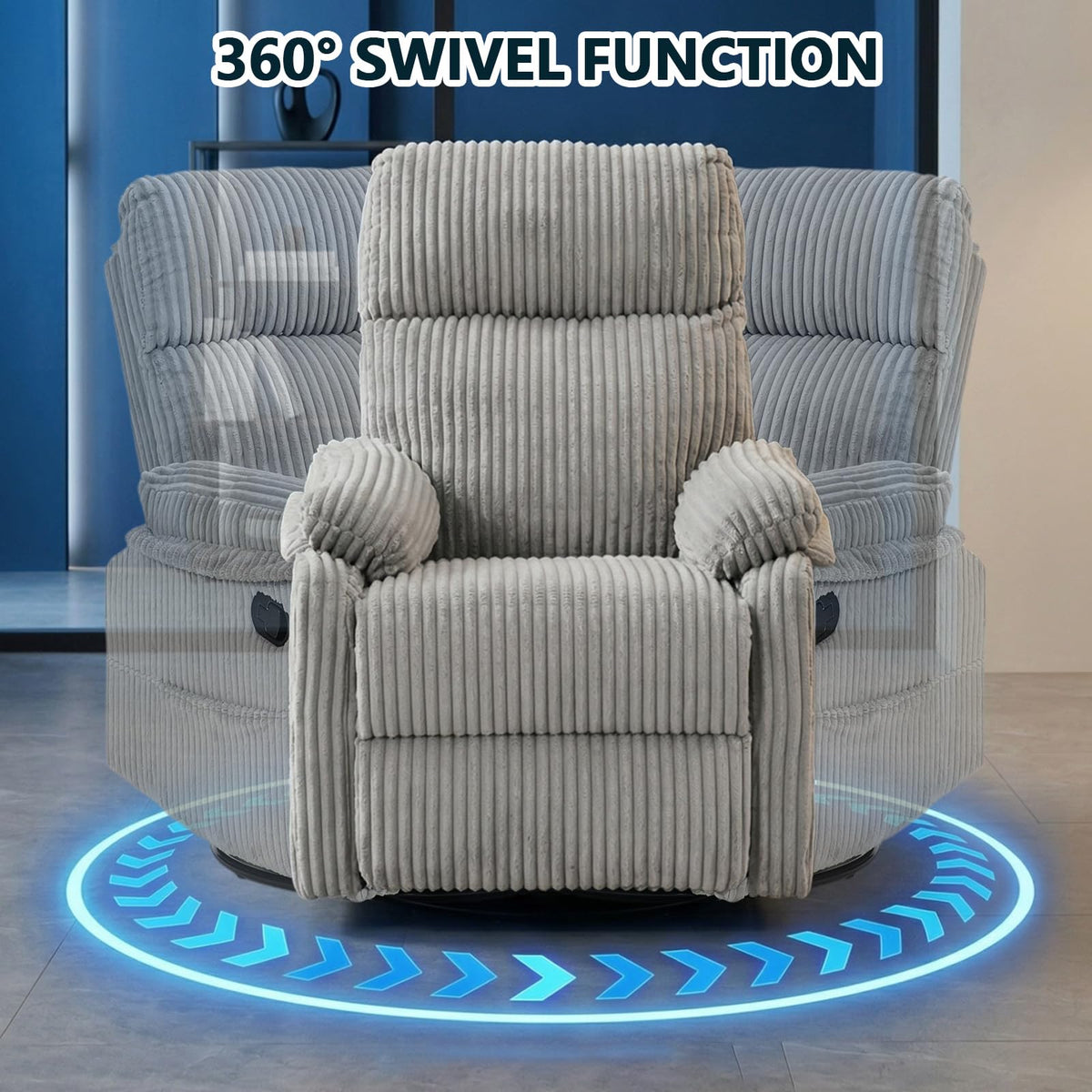 360° Swivel Rocking Corduroy Recliner T327477