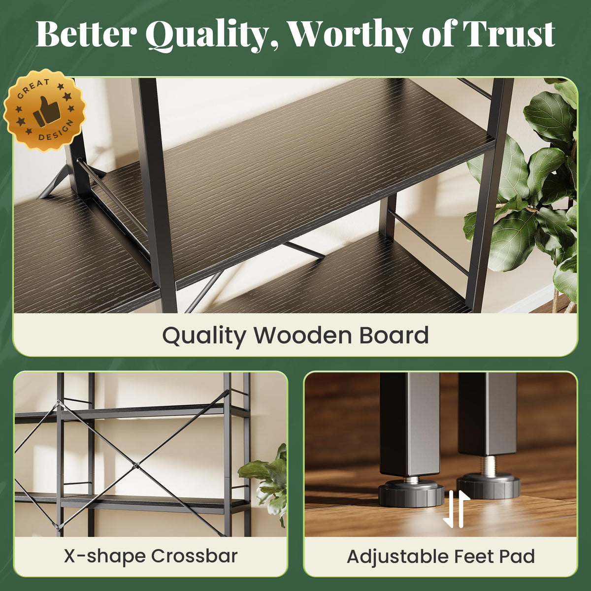 5 Tier L Shaped Corner Bookshelf with 10 Open Shelves Z9972