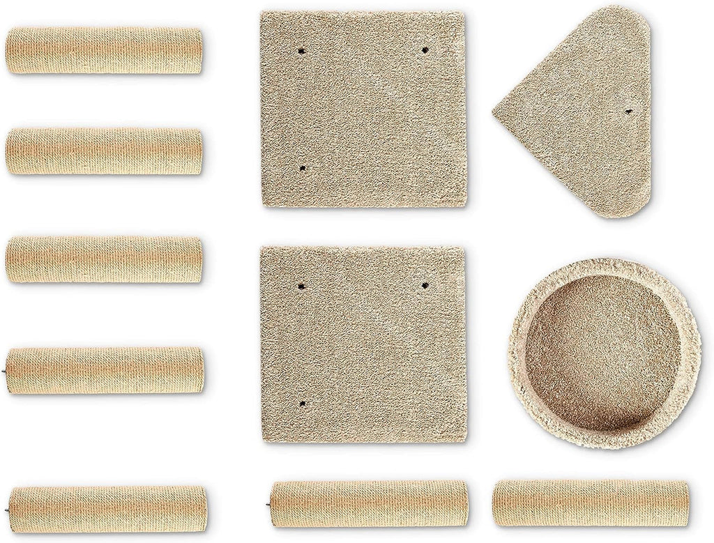 Beige Multi-Level Cat Tree Tower with Scratching Posts E40277