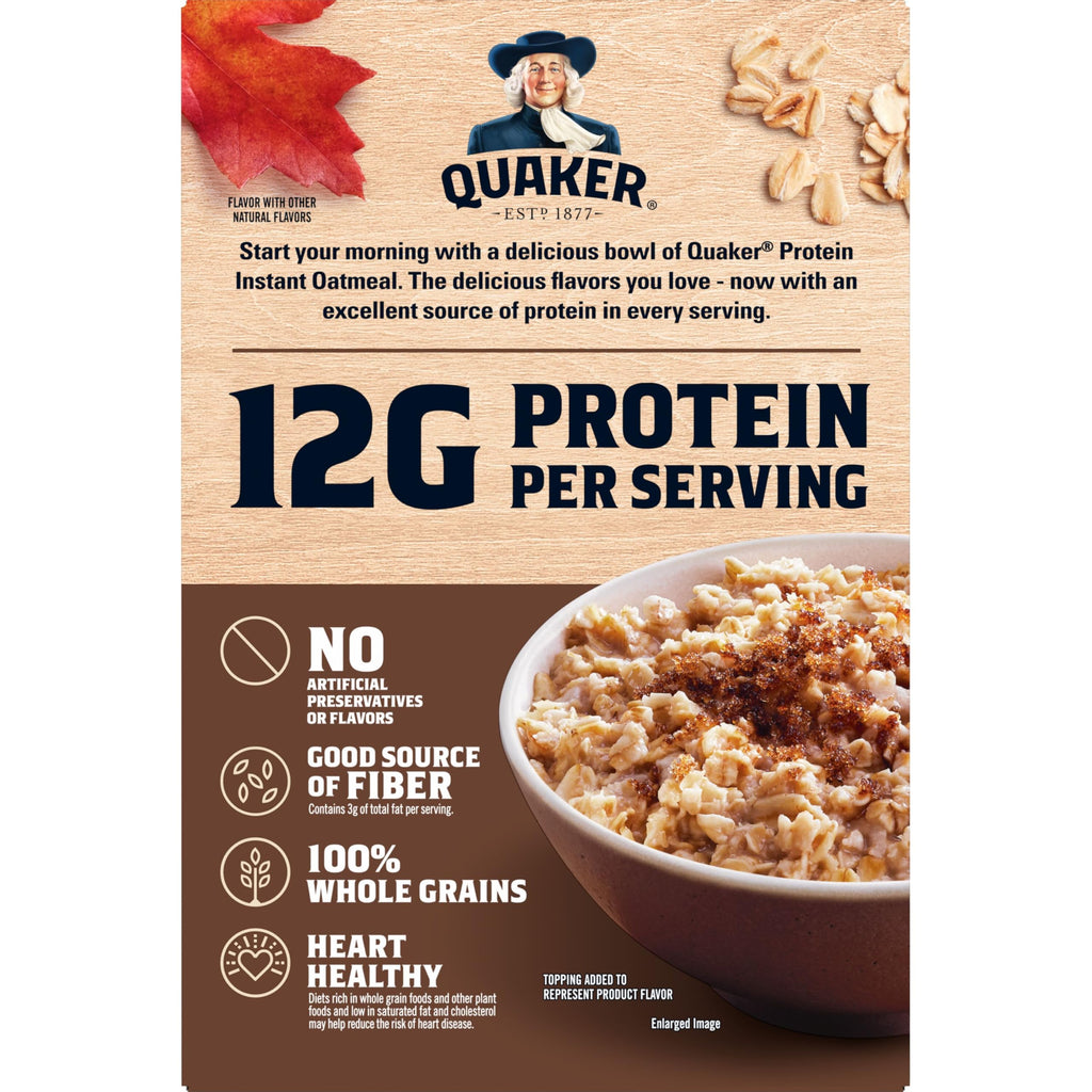 Instant Oatmeal, Maple Brown Sugar, 12g Protein, 2.11 oz Packets, 6 Pack Q9193