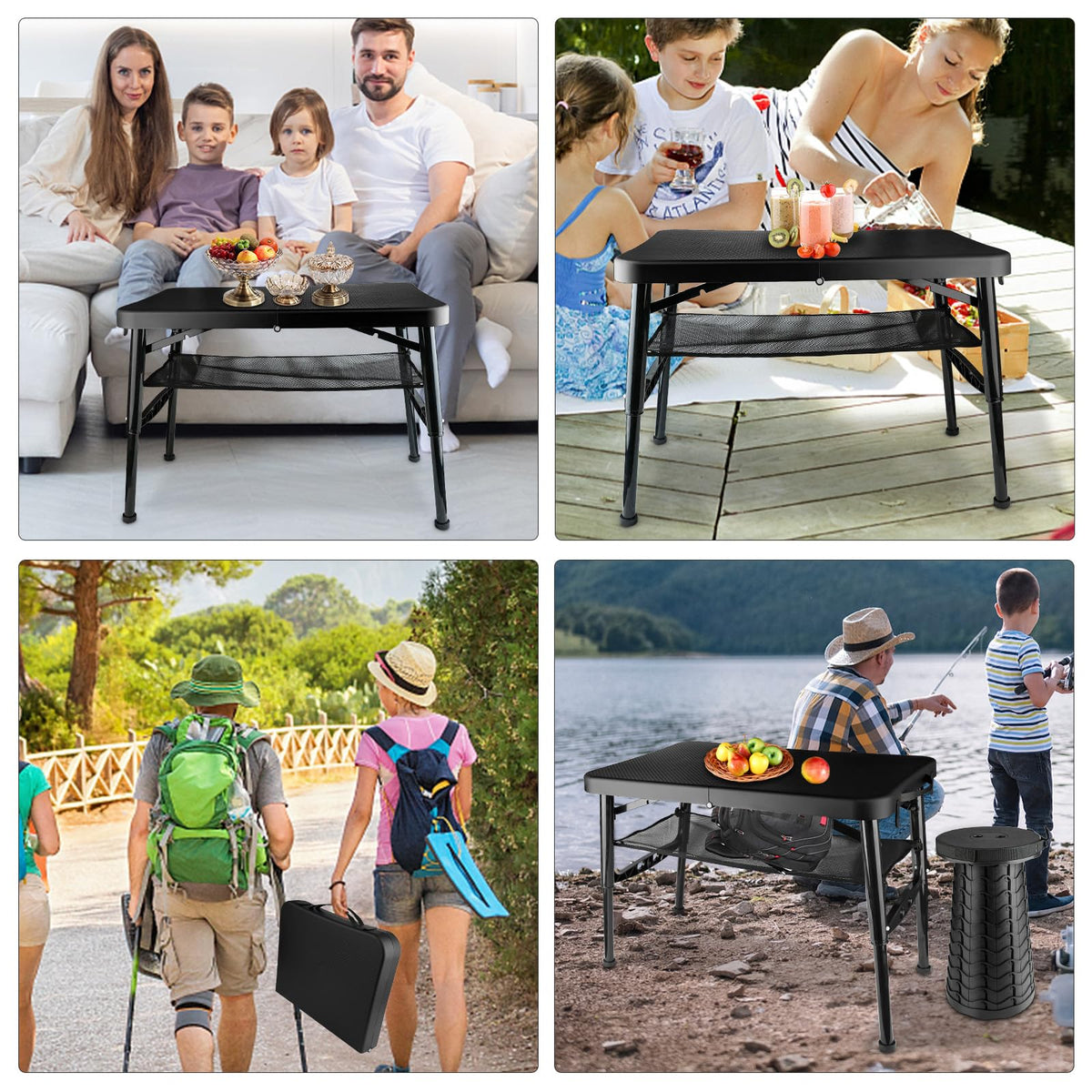 Black 4 Foot Folding Table and Stool S926723