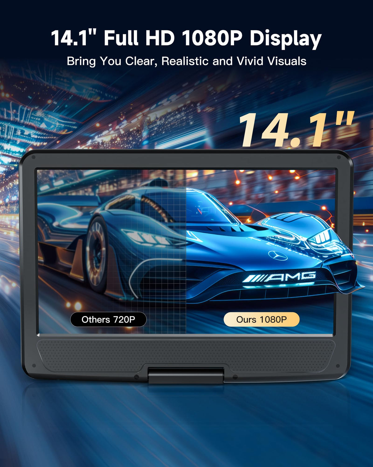 16.9" Portable Blu Ray Player with 14.1" 1080P Swivel Screen I51373
