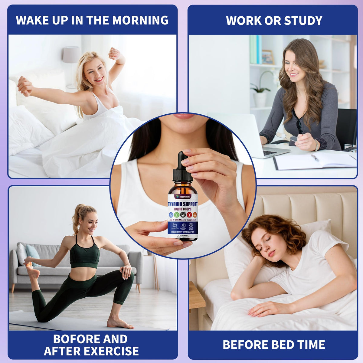 Liquid Thyroid Support Supplement with Selenium Zinc Iodine 2 Fl. Oz I88422