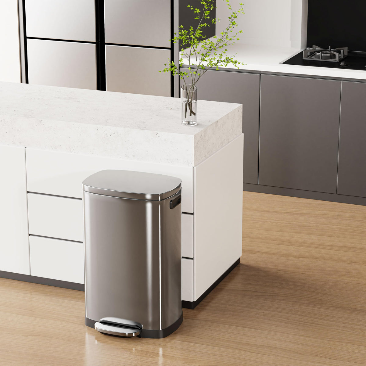 13 Gal Stainless Steel Kitchen Trash Can F212549