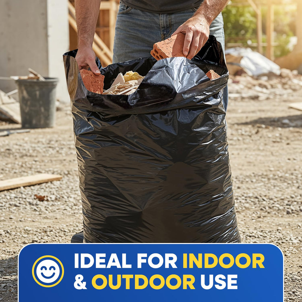 Black 42 Gallon 3 Mil Plastic Contractor Bags Pack of 20 A465